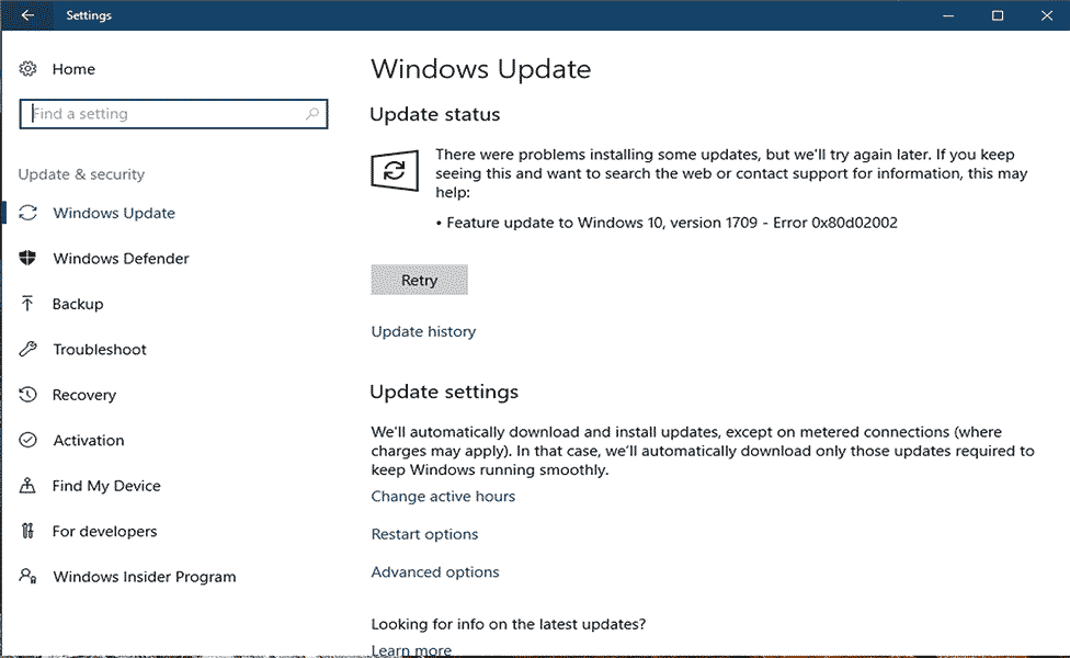 verwijderen Windows Update Error 0x80d02002
