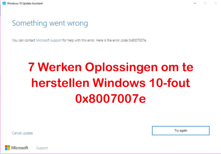 Windows 10-update fout 0x8007007e