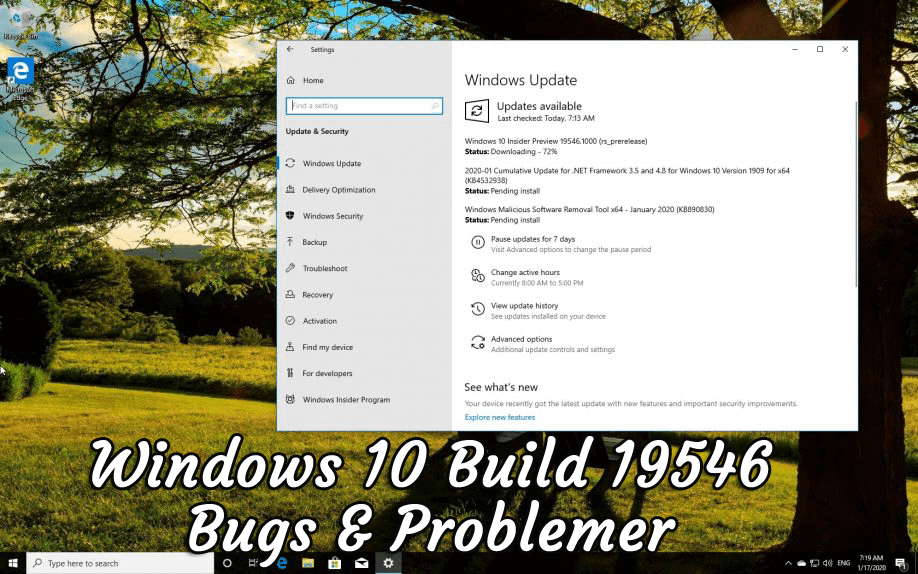 Windows 10 Build 19546 fouten, Windows 10 Preview Build 19546, Windows 10 Preview Build 19546 bugs, Windows 10 Preview Build 19546-problemen