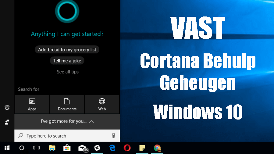 Cortana repareren met behulp van geheugen in Windows 10