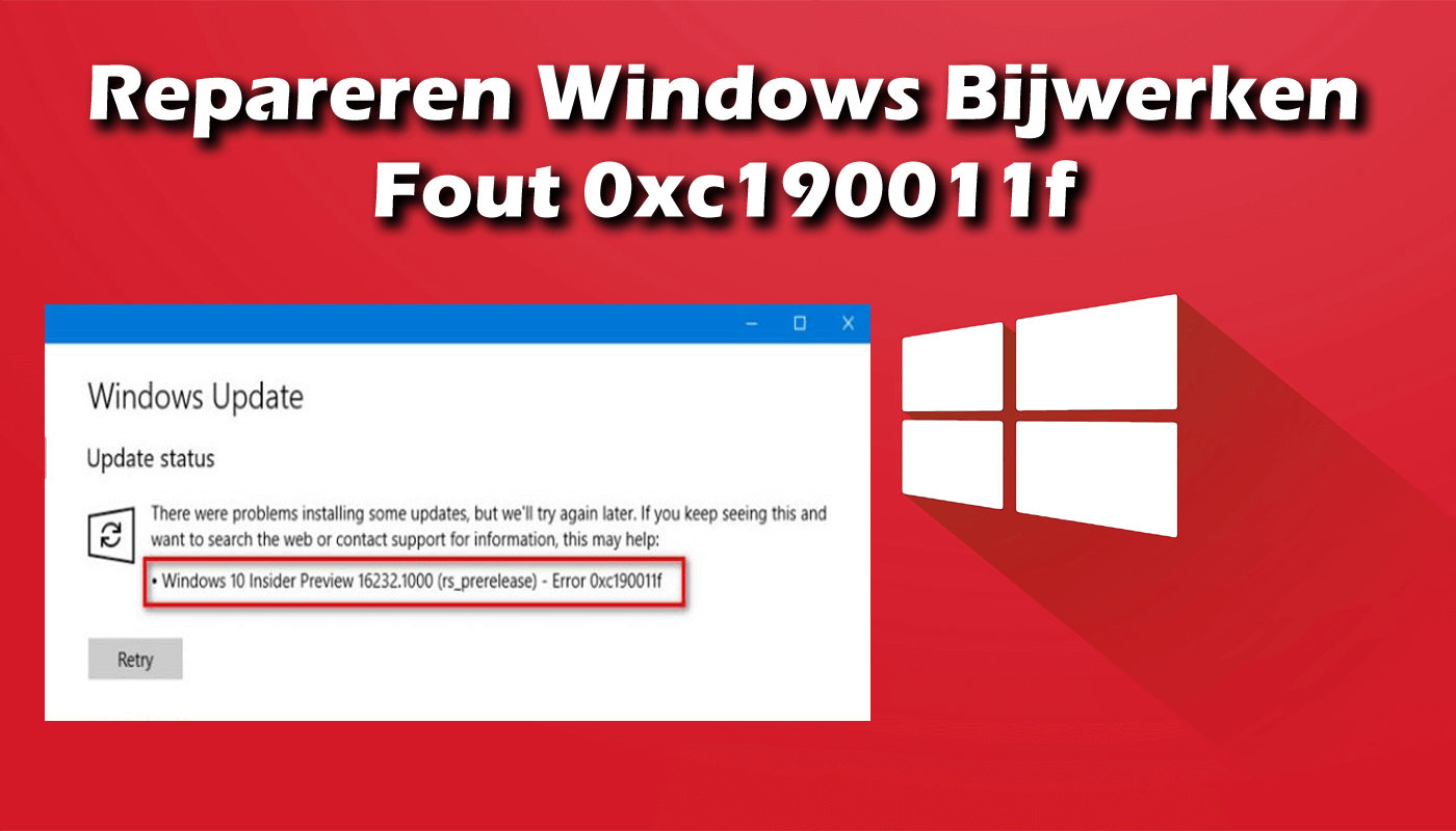 Windows bijwerken-fout 0xc190011f te repareren