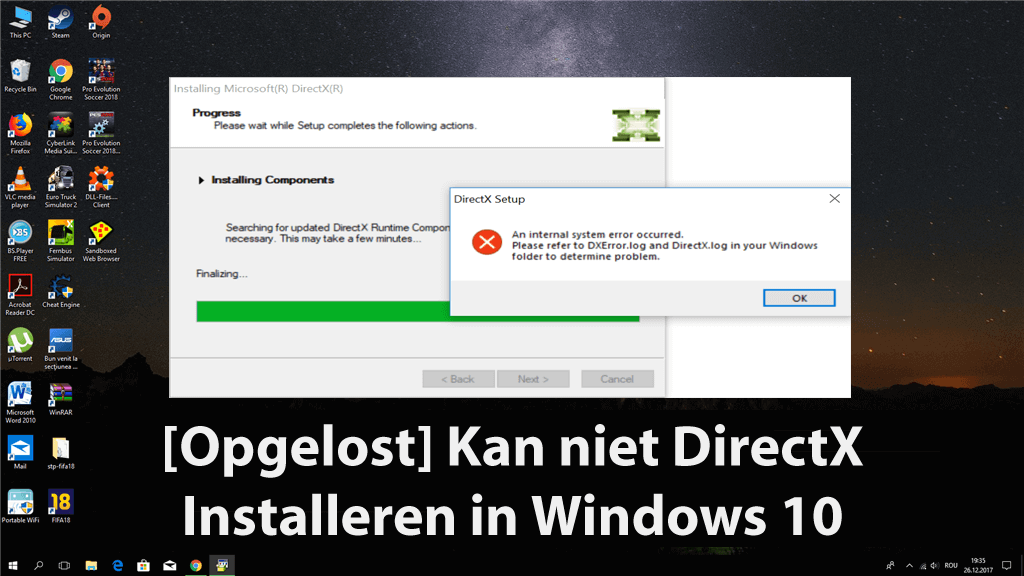 Kan niet DirectX installeren in Windows 10