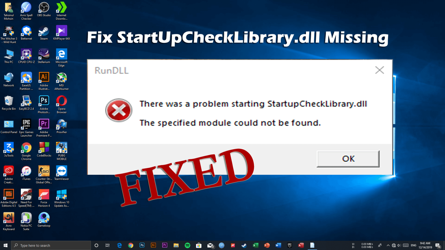 oplossen StartUpCheckLibrary.dll niet gevonden fout