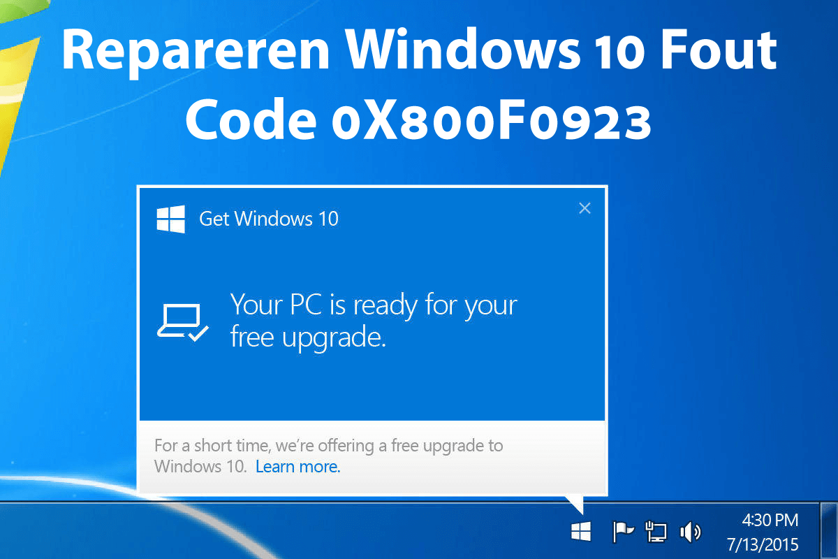 Windows 10 Upgrade-foutcode 0X800F0923