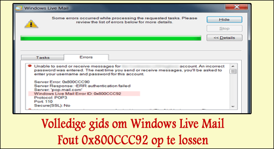 repareer Windows Live Mail Error 0x800CCC92
