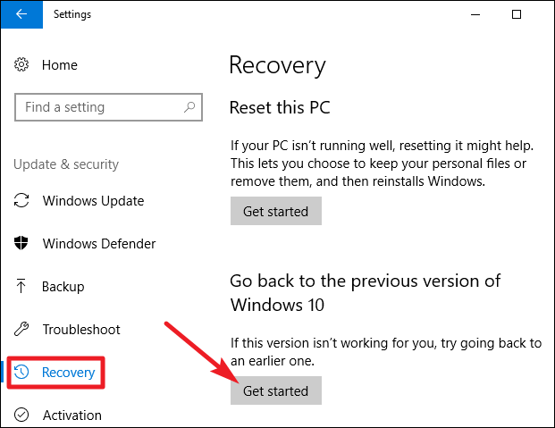 Verwijder de Windows 10-update