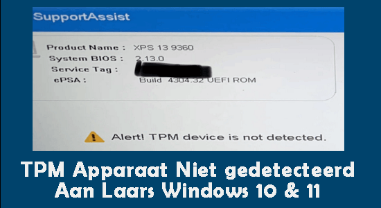 TPM Apparaat Niet gedetecteerd Aan Laars Windows 10 & 11