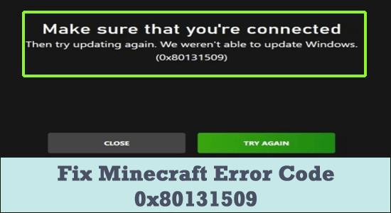 Minecraft-fout 0x80131509
