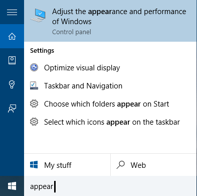 Passen Sie Aussehen und Leistung von Windows an.